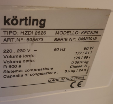 Primer nalepke Korting za hladilnik