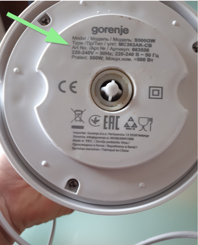 Primer nalepke Gorenje za multipraktik